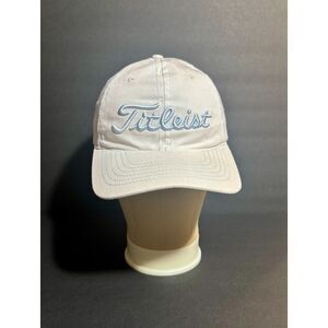 Titleist Golf Hat Cap Adjustable White Light Blue Embroidery FJ FootJoy Logo